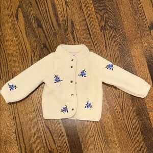 Cream and Blue Floral Sherpa Fleece Girls 12-18 Month